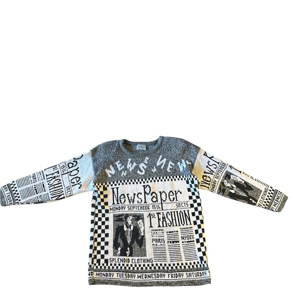 Vintage 80s and 1980s fun News fashion sweater. - Picture 1 of 7